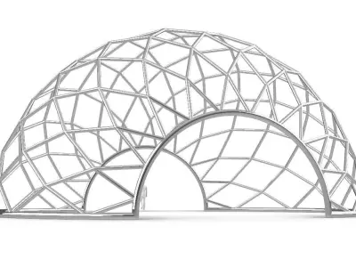 Diagonal Wireframe Dome Architectural Stand Alone Structure v2 3D model