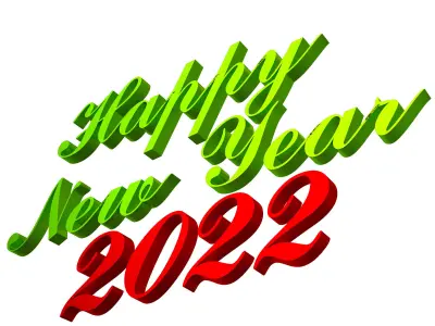 Happy New Year 2022 03 Low-poly 3D model
