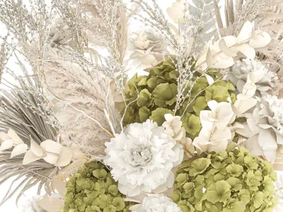 Bouquet of dried flowers vase hydrangea pampas branches 306 3D model