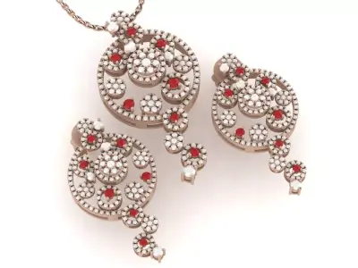 Luxury set - Pendant and earring 3D Model Pack