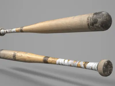 Game Ready Used Wooden Baseball Bat Low-poly 3D model