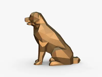 Golden Retriever low poly 3D print model