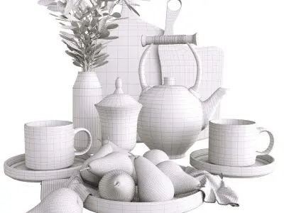 Kitchen decorative set 01 3D model