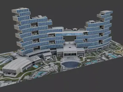 The Royal Atlantis Residences Dubai 3D low-poly model Low-poly 3D model