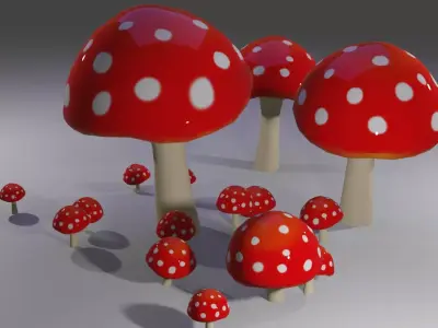 mashroom group of mushrooms Free low-poly 3D model