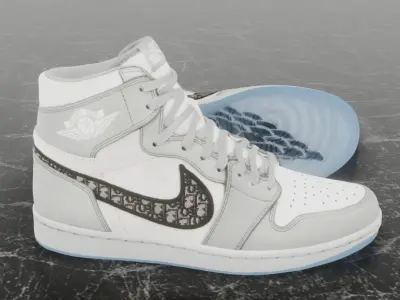 AIR JORDAN 1 HIGH x DIOR 3D SHOES Low-poly 3D model