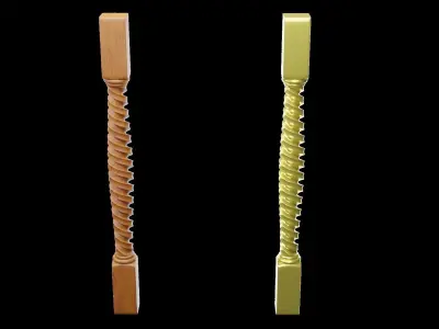 Baluster 3D Model pair of gold and silver ropes 3D model
