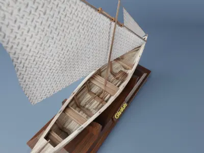 Wooden boat for decoration 3D model