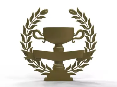 Wreath and trophy cup 3D print model
