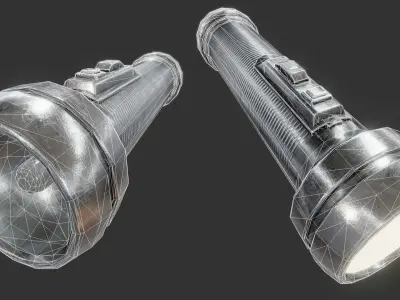 Retro Flashlight PBR Low-poly 3D model