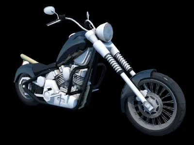 Harley Davidson Chopper Sports Bike 3D Model Game Ready Asset  Low-poly 3D model