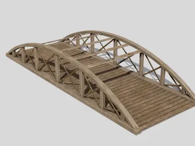 Wooden bridge Low-poly 3D model