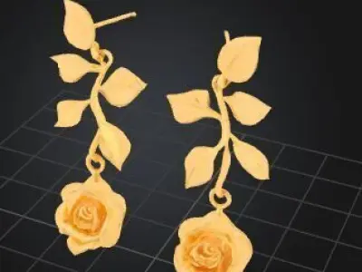 Golden Blossom Earrin 3D print model