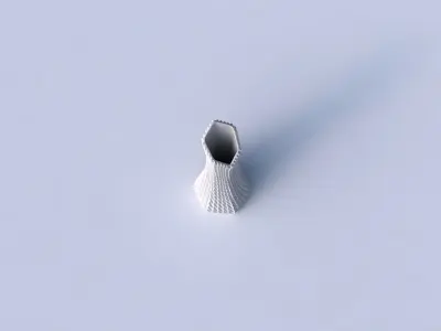 Vase squeezed and bent hexagon with bent extruded pattern 3D print model