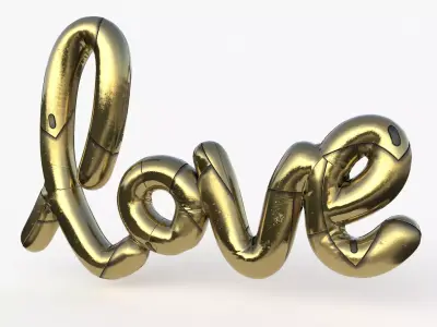 Love Gold Decoration Written Low-poly 3D model