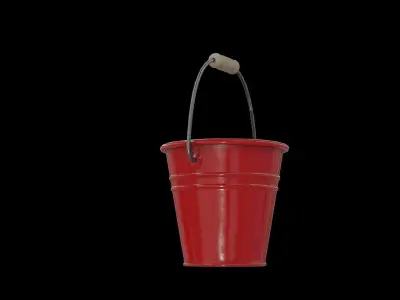 Beach Bucket red Low-poly 3D model