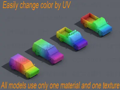 Low Poly Truck Pack 02 Isometric Low-poly 3D model