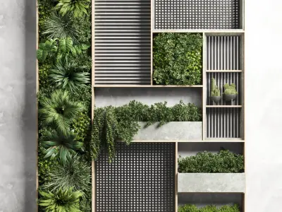 Vertical garden- wall decor shelves library closet or showcase Low-poly 3D model