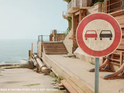 Lowpoly CITY TRAFFIC STREET SIGN No Overtaking VR AR Games 3D Low-poly 3D model