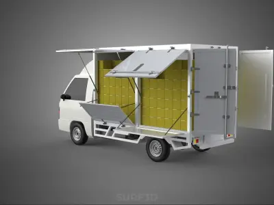 DELIVERY BOX TRUCK FREIGHT SHIPPING CARGO TRAILER CONTAINER CAR 3D model