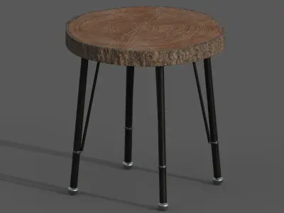 Wooden Coffe Table Low-Poly PBR Game Ready 3D Model Low-poly 3D model