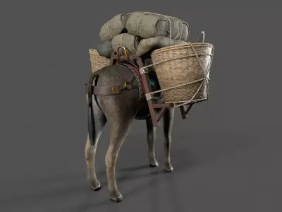 donkey Low-poly 3D model