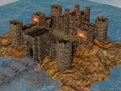 Low Poly Castle Low-poly 3D model