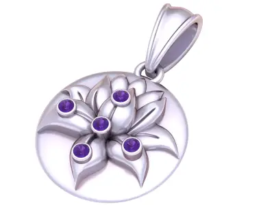 Sacred Lotus Blossom Medallion 3D Printable Model 3D print model