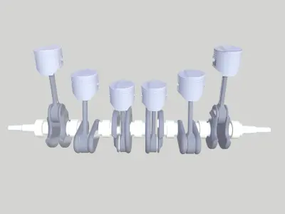 Crank Shaft 6 Cylinder Low-poly 3D model