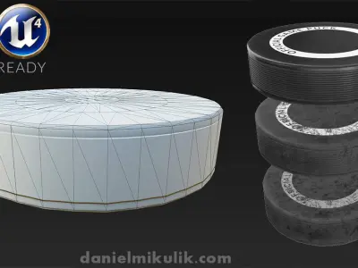 Hockey Puck Low Poly  PBR Textures 3 Types Low-poly 3D model