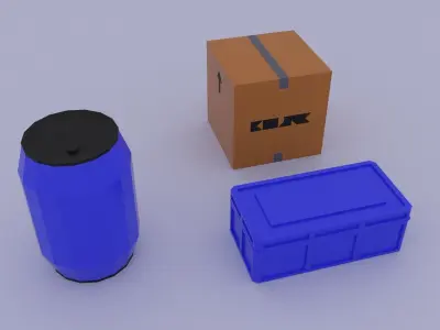 Low poly vehicles and props Free low-poly 3D model