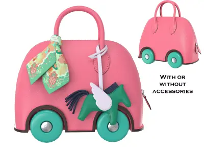 Hermes Mini Bolide Bag On Wheels Pink Low-poly 3D model