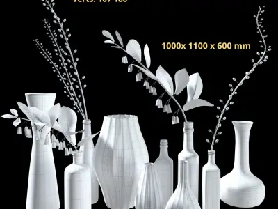 Scandinavian style decorative set 3D model