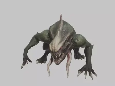 Feral monster reptile creature Low-poly 3D model