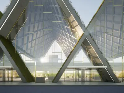 Modern Highspeed Train Station 3D model