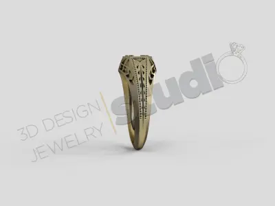  Vintage style ring 3d model 3D print model