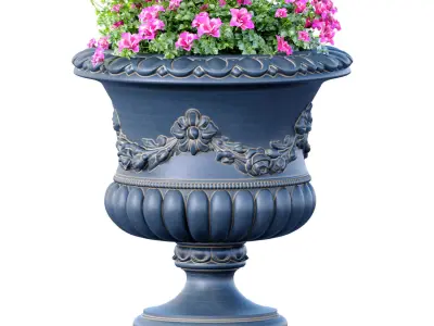 Decorative garden tree shrub in classic luxury  pot vase 3D model