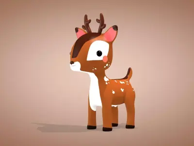 Cartoon Deer Low-poly 3D model buy