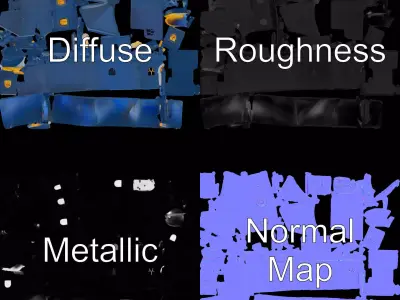 Gothic Blue House model pack Low-poly 3D model