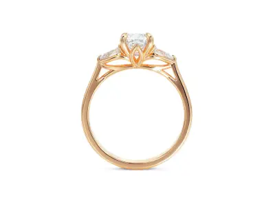 Triple gold engagement ring 3D print model