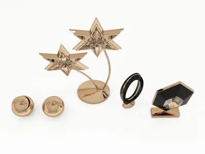 Accessory set of gold ornaments 3D model