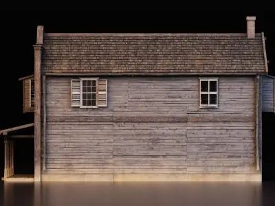 Old Wooden Western House Low-poly 3D model