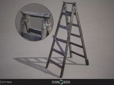 Wooden Stair - Photogrammetry Asset 3D PhotoScan Low-poly 3D model