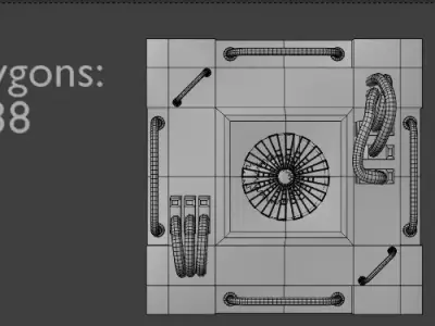 Sci-Fi Industrial Wall Panel Low-poly 3D model