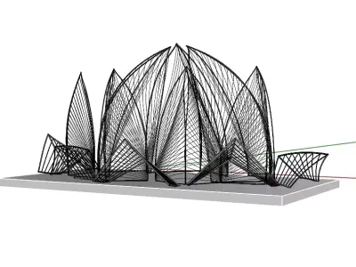 Lotus Wire Flower Architectural Parametric Sculpture 3D model