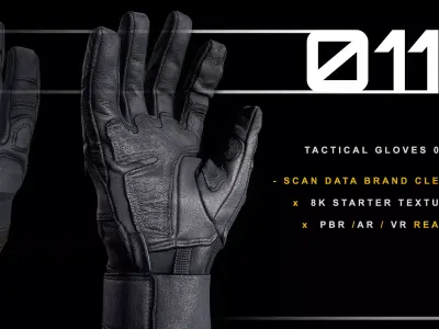Tactical Gloves 011  Low-poly 3D model