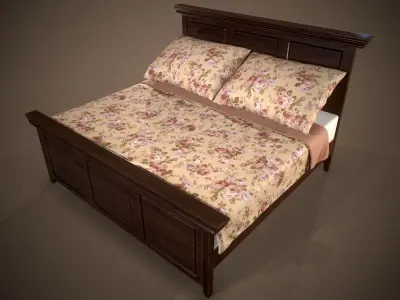 Vintage Bed - Game ready Low-poly 3D model
