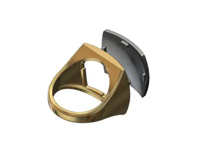 Large square 2 tone statement signet ring  3D print model