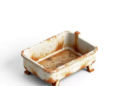 Rusty Enamel Planter Tub Low-poly 3D model