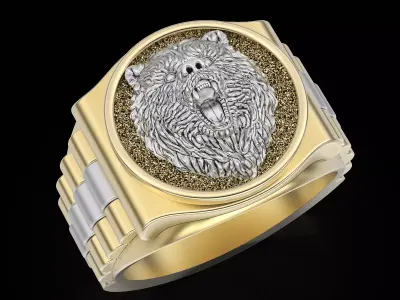 Bear Man Ring silver gold printable jewelry 3D print model